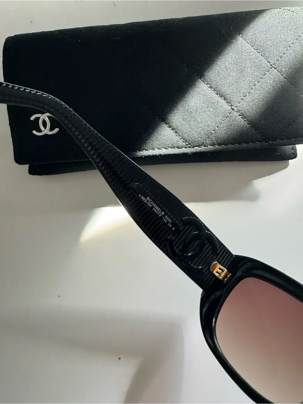 CHANEL Style Black Sunglasses with Silver CC Logo